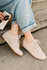 Chase The Wins Lace-Up Mesh Sneakers (Taupe)