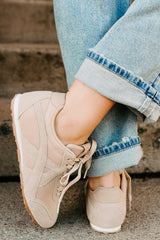 Chase The Wins Lace-Up Mesh Sneakers (Taupe)