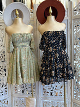 Off Shoulder Ribbon Back Floral Dress- Not Stretchy