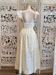 Corset Floral Midi Dress - Estira Poco , Slightly Stretchy