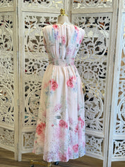 Boat Neck Floral Maxi Pastel Dress-Stretchy, Estira