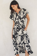 LACEY PRINT MIDI DRESS