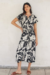 LACEY PRINT MIDI DRESS