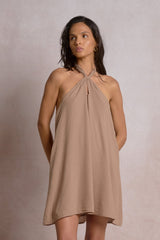 Santorini Halter Dress Brown
