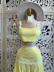 Light Yellow Maxi Skirt Set no estira