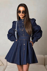 Lena Puff Sleeve Denim Mini Dress