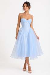 Blue Corset Tulle Dress- No Estira, Not Stretchy