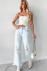 DOORBUSTER Anthony High Rise Distressed Sneak Peek Crop Jeans (Light Acid)