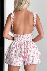 Love Without End Backless Floral Romper (Pink Floral)