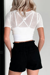 Seeking The Shore Tie-Front Crochet Top (White)
