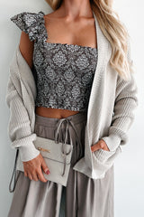 Big Attitude Smocked Ruffle Crop Top (Chocolate)