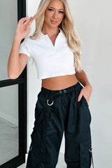 Epitome Of Easy Polo Crop Top (White)
