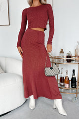 Making Today Count Inverted Seam Maxi Skirt (Burgundy)