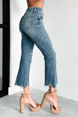 Jonah Mid Rise Distressed Special A Kick Flare Jeans (Dark)