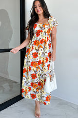 Never A Wallflower Floral Midi Dress (Multi)