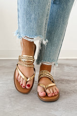 Confidence Overload Braided Thong Sandals (Gold)