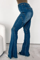 Rural Retreat Seam Detail Flare Jeans (Medium Wash)
