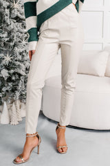 Downtown Dates Faux Leather Skinny Pants (Cream)