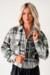 Can’t Relate Plaid Button-Down Shacket (Charcoal)