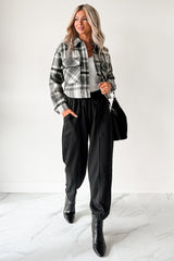 Can’t Relate Plaid Button-Down Shacket (Charcoal)
