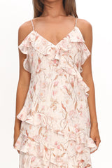 Cameela Ruffle Trim Maxi Dress Floral Blush