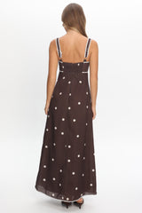 Teena Square Neckline Maxi Dress Print Chocolate