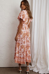 Kailee Short Sleeve Midi Dress Pink/Orange