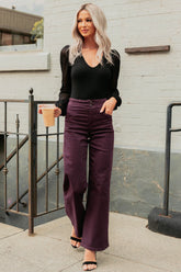 Carlotta High Rise Wide Leg Mica Denim Jeans (Plum)