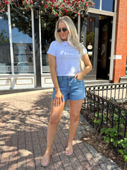 Lilian Medium Wash High Waisted Denim Shorts