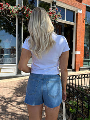 Lilian Medium Wash High Waisted Denim Shorts
