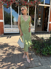 Lorelei Olive Green Floral Midi Dress