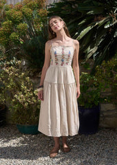 JADE EMBROIDERED MIDI DRESS