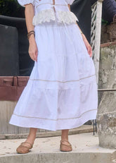 EVERLY EMBROIDERED MIDI SKIRT
