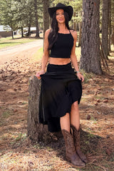 Made For Sunshine Halter Top And Maxi Skirt Set (Black)