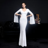 Natalie Open Sleeve Formal Sequined Mermaid Dress