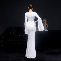 Natalie Open Sleeve Formal Sequined Mermaid Dress