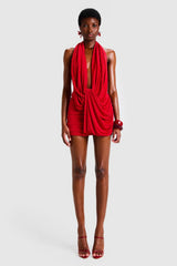 Decorative Rope Halter Neck Backless Mini Dress