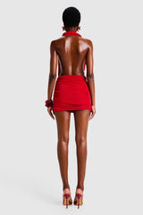 Decorative Rope Halter Neck Backless Mini Dress
