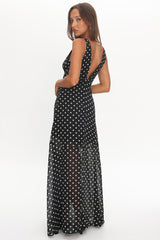 Rosewood V-Neckline Maxi Dress Polka Dot Black