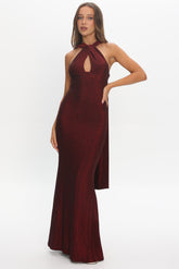 Adrielle Keyhole Halterneck Maxi Dress Wine