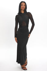 Esther Sheer Waist Maxi Dress Black