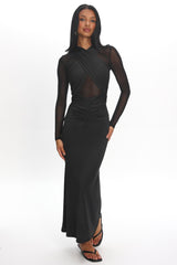 Esther Sheer Waist Maxi Dress Black