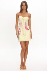 Evandra Sweetheart Neckline Strapless Mini Dress Lemon