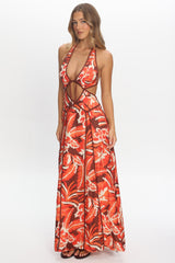 Revelations Cut-Out Maxi Dress Print Berry