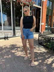 Rae Black Sleeveless Boatneck Bodysuit