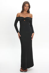 Oliana Twist Bust Maxi Dress Black