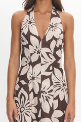 Exhilaration Halterneck Maxi Dress Print Chocolate