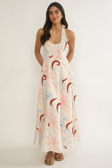 Florie Scoop Neck Halter Maxi Dress Floral