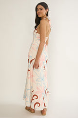 Florie Scoop Neck Halter Maxi Dress Floral
