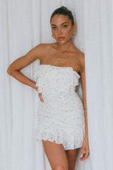 Talulah Ruffle Bust Mini Dress Floral Yellow